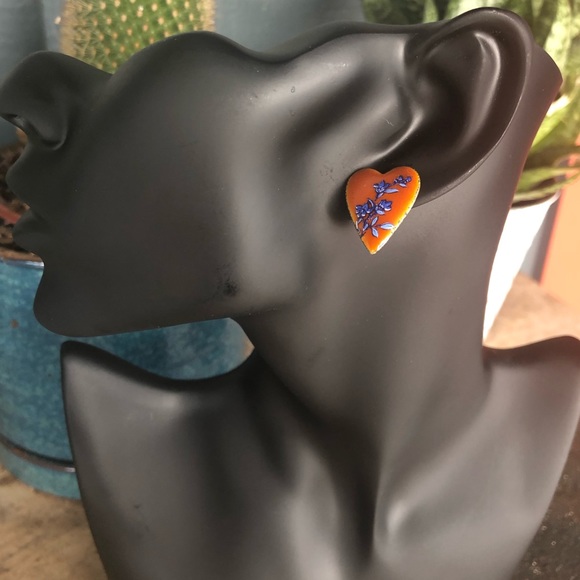 Vintage Enamel Ornate Earrings - Picture 1 of 6